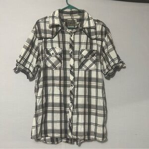 BKE Black and White Casual Button Down Shirt